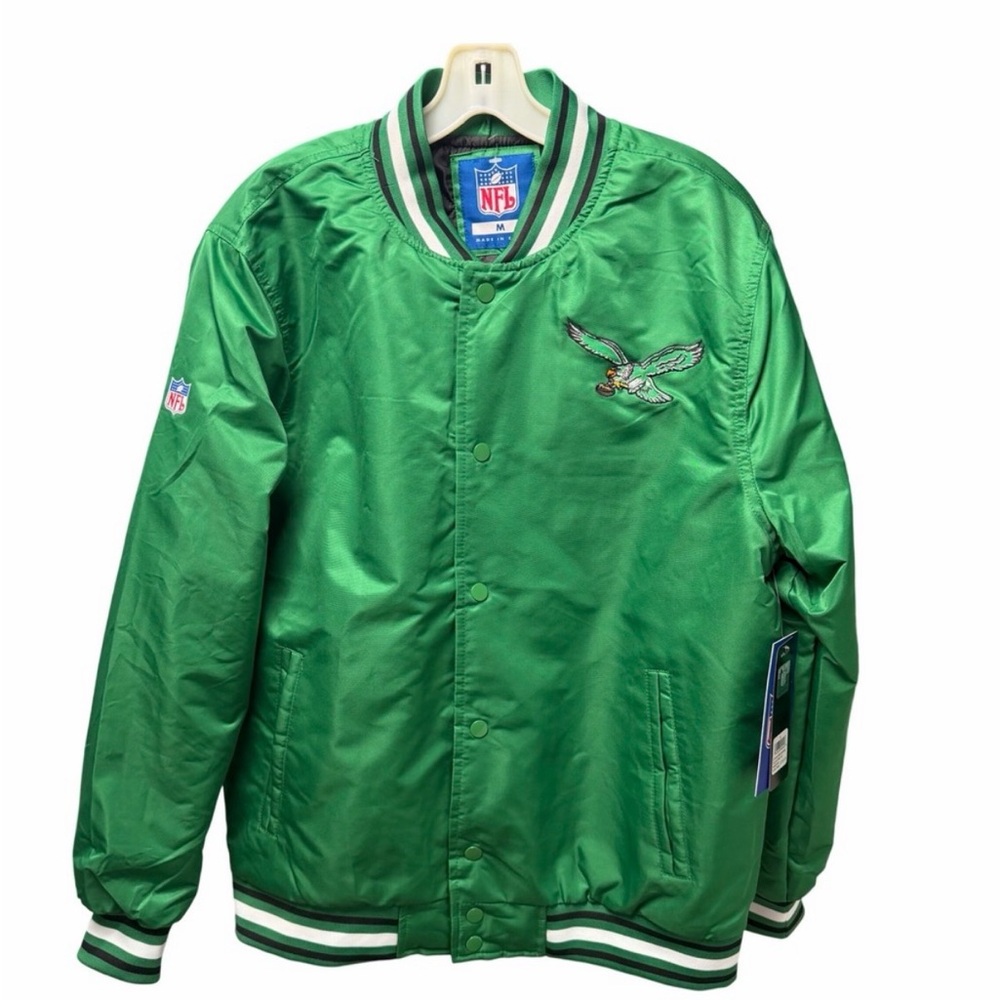 NFL Philadelphia Eagles Varsity Bomber Jacket Kelly Green Mens Medium NWT
